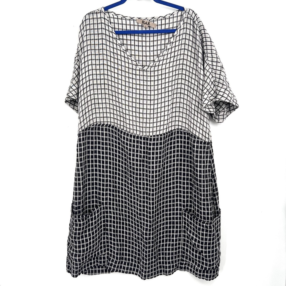 Flax Black and White Grid Mini Dress